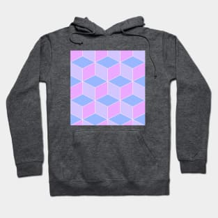 Pastel Pink Blue and Purple Cube Geometric Pattern Hoodie